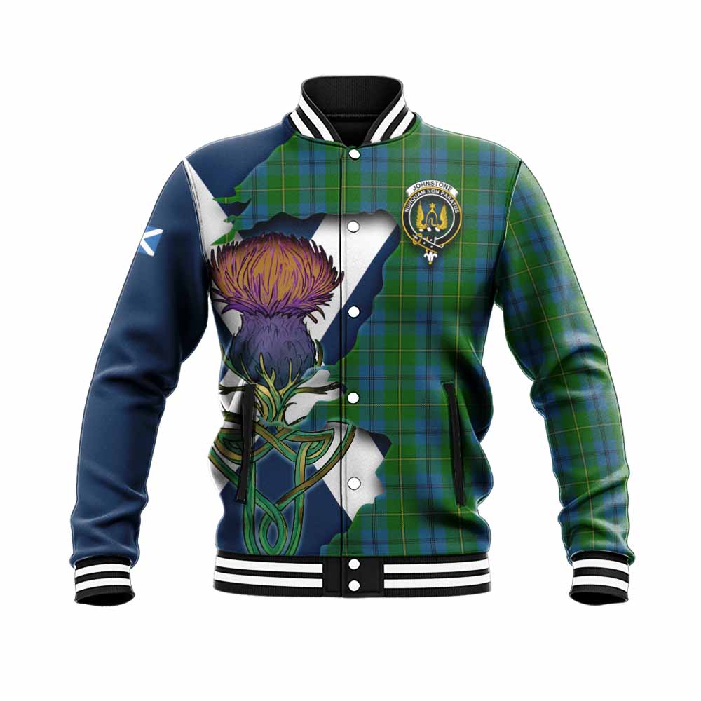 Johnstone (Johnston) Tartan Family Crest Baseball Jacket Scottish Thistle Celtic Inspired Unisex - Tartan Vibes Clothing