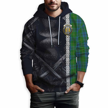 Johnstone (Johnston) Tartan Hoodie with Family Crest Cross Sword Thistle Celtic Vibes