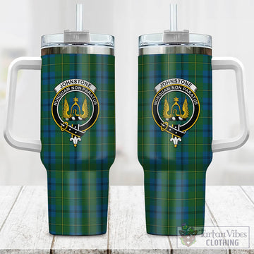 Johnstone (Johnston) Tartan and Family Crest Tumbler with Handle