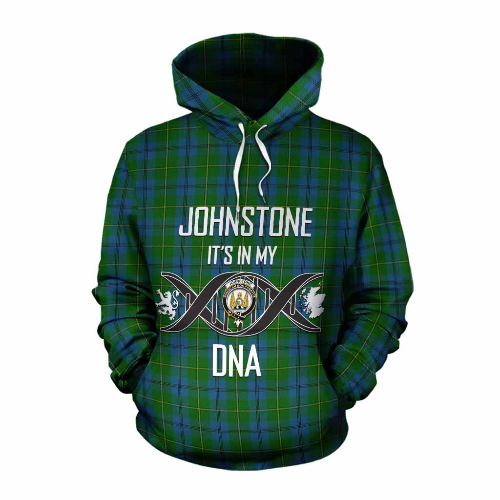 Tartan Vibes Clothing Johnstone (Johnston) Tartan Cotton Hoodie with Family Crest DNA In Me Style