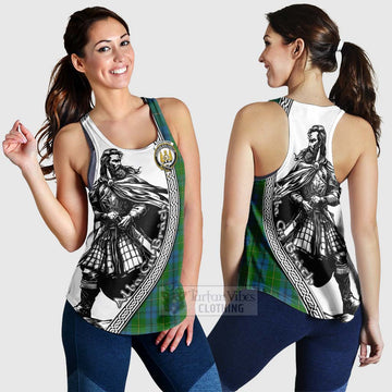 Johnstone (Johnston) Tartan Clan Crest Women's Racerback Tanks with Highlander Warrior Celtic Style