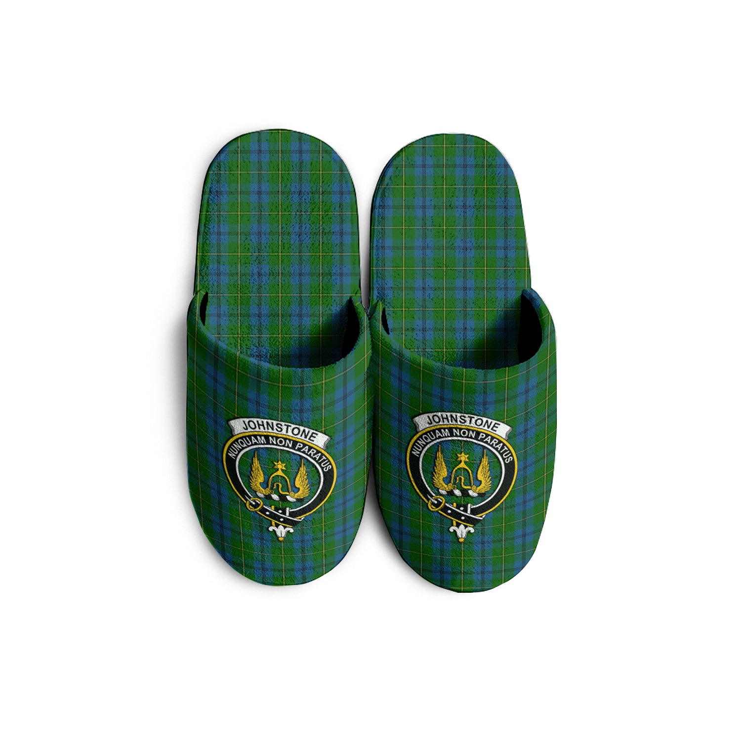 Johnstone-Johnston Tartan Home Slippers with Family Crest - Tartanvibesclothing