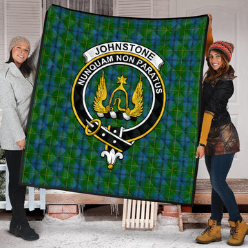 Johnstone Tartan Quilt with Family Crest