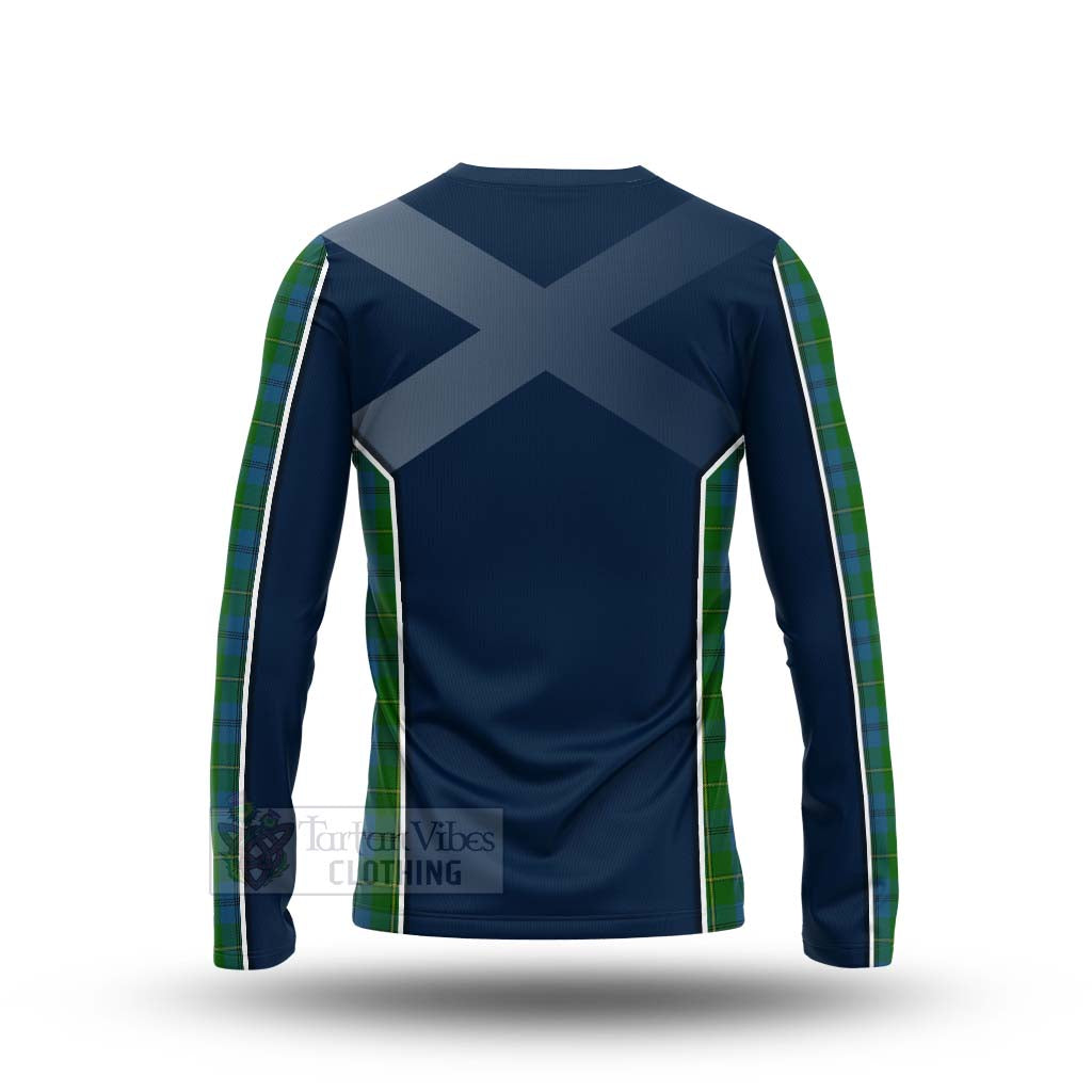 Tartan Vibes Clothing Johnstone (Johnston) Tartan Long Sleeve T-Shirt with Family Crest and Scottish Thistle Vibes Sport Style