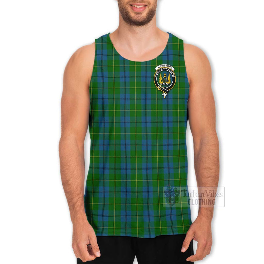 Tartan Vibes Clothing Johnstone (Johnston) Tartan Men's Tank Top with Family Crest and Bearded Skull Holding Bottles of Whiskey