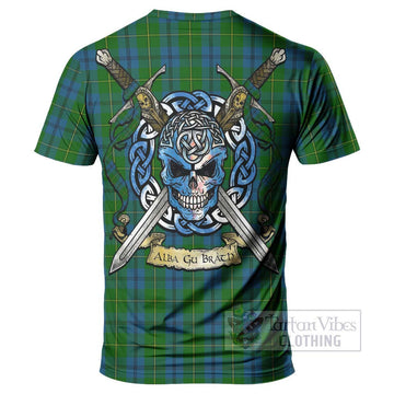 Johnstone (Johnston) Tartan T-Shirt with Family Crest Celtic Skull Style