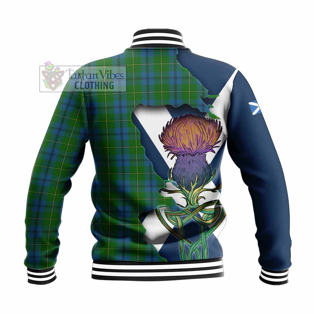 Johnstone (Johnston) Tartan Family Crest Baseball Jacket Scottish Thistle Celtic Inspired - Tartan Vibes Clothing