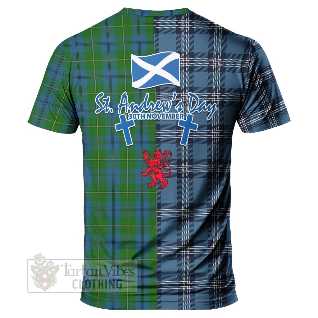 Tartan Vibes Clothing Johnstone (Johnston) Tartan T-Shirt Happy St. Andrew's Day Half Tartan Style