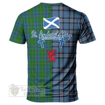 Johnstone (Johnston) Tartan T-Shirt Happy St. Andrew's Day Half Tartan Style