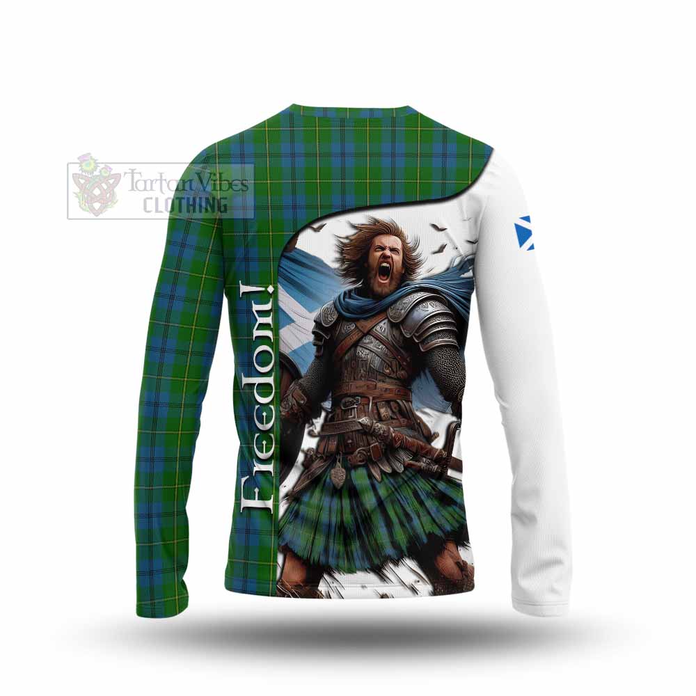 Tartan Vibes Clothing Johnstone (Johnston) Crest Tartan Long Sleeve T-Shirt Inspired by the Freedom of Scottish Warrior