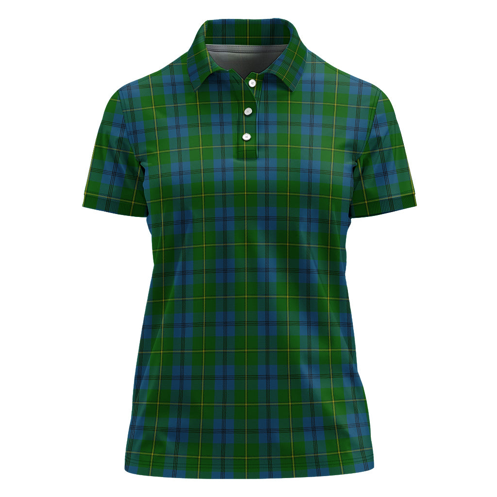 Johnstone-Johnston Modern Tartan Polo Shirt with Family Crest For Women