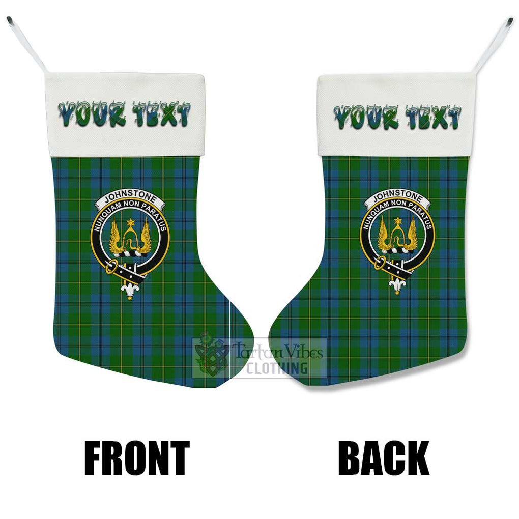 Tartan Vibes Clothing Johnstone (Johnston) Tartan Family Crest Christmas Stocking with Personalized Text