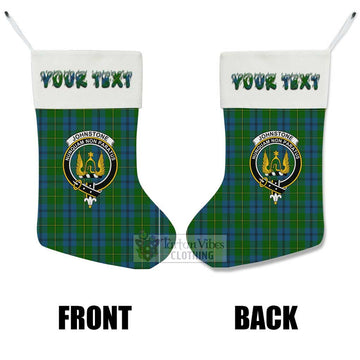 Johnstone (Johnston) Tartan Family Crest Christmas Stocking with Personalized Text