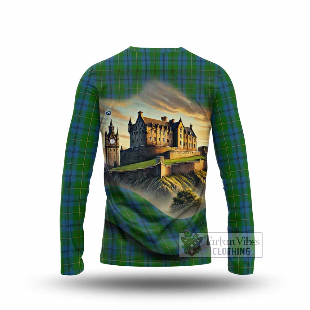 Johnstone (Johnston) Tartan Family Crest Long Sleeve T-Shirt with Scottish Ancient Castle Style - Tartan Vibes Clothing