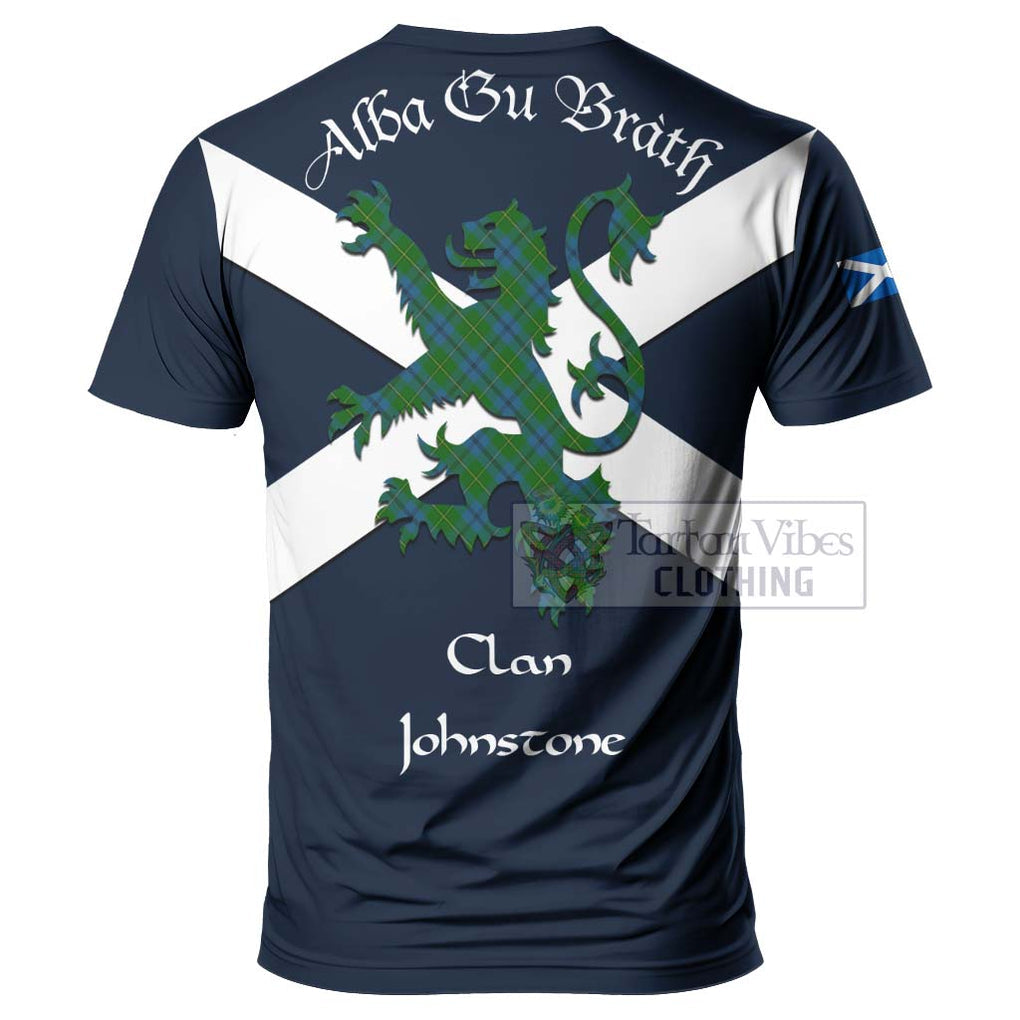 Tartan Vibes Clothing Johnstone (Johnston) Tartan Lion Rampant T-Shirt – Proudly Display Your Heritage with Alba Gu Brath and Clan Name