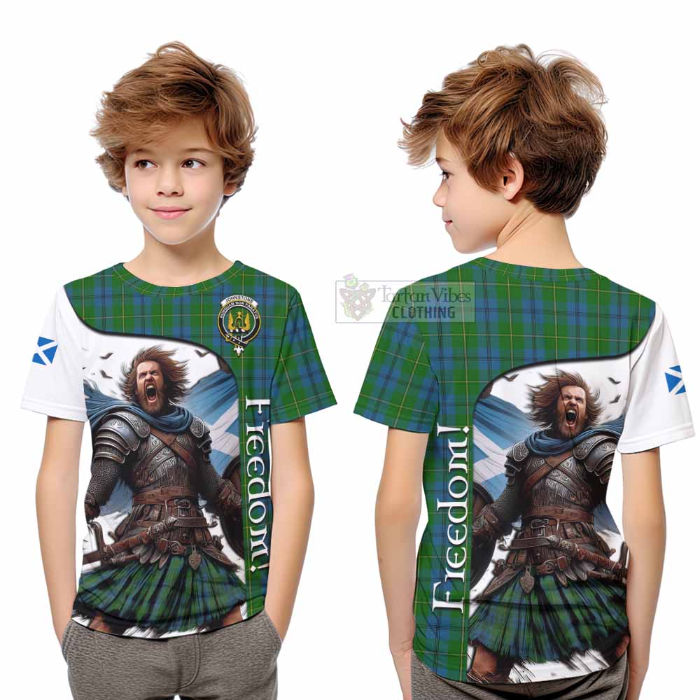 Tartan Vibes Clothing Johnstone (Johnston) Crest Tartan Kid T-Shirt Inspired by the Freedom of Scottish Warrior