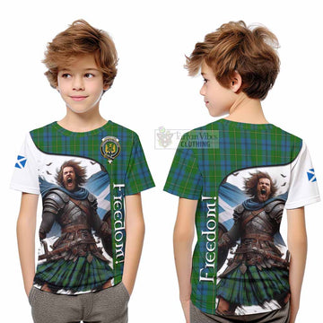 Johnstone (Johnston) Crest Tartan Kid T-Shirt Inspired by the Freedom of Scottish Warrior