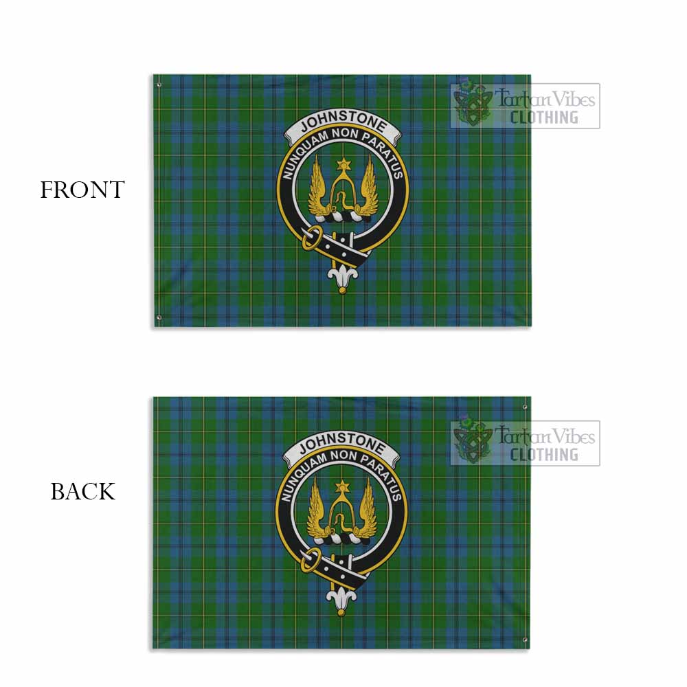 Tartan Vibes Clothing Johnstone (Johnston) Tartan House Flag with Family Crest