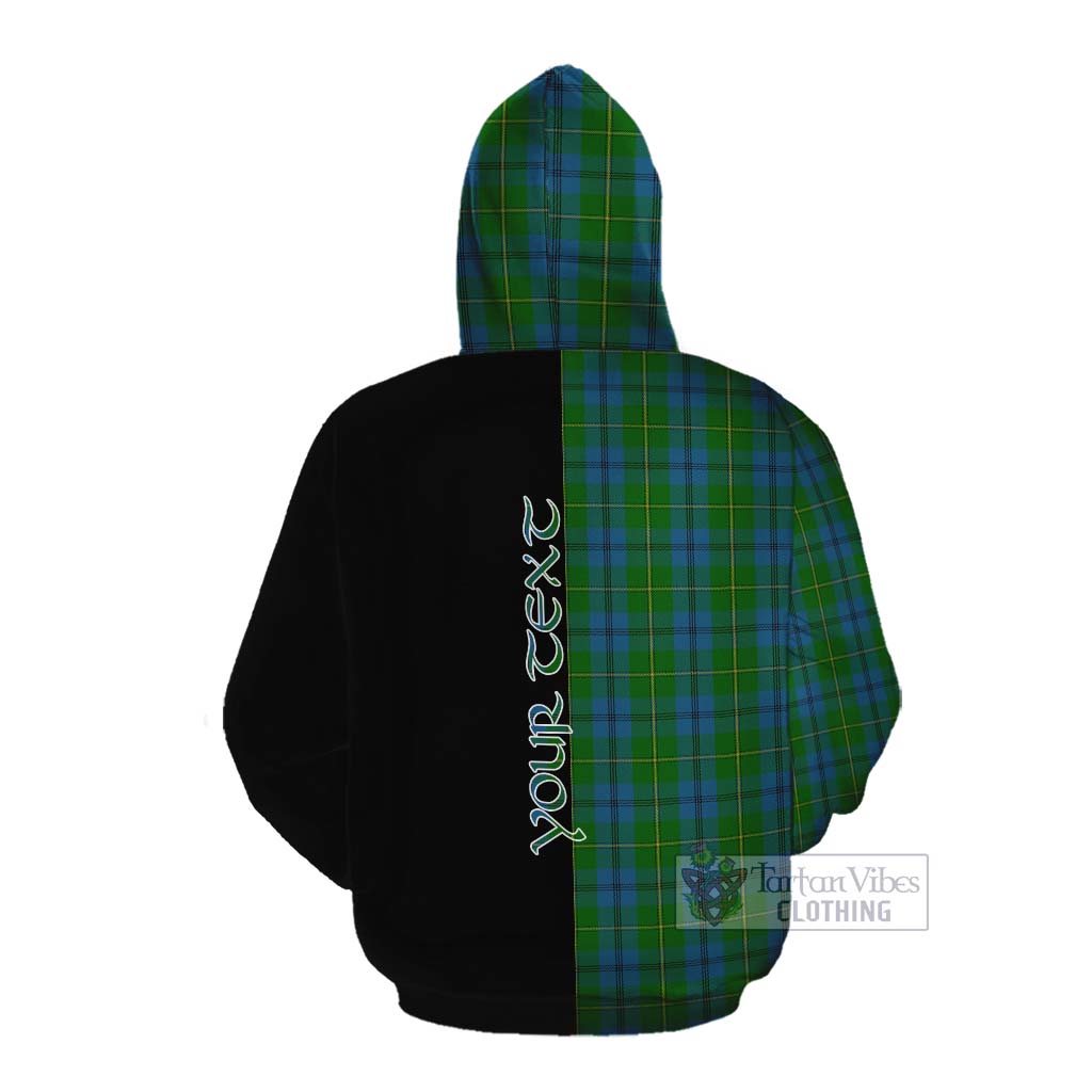 Tartan Vibes Clothing Johnstone (Johnston) Tartan Cotton Hoodie with Family Crest and Half Of Me Style