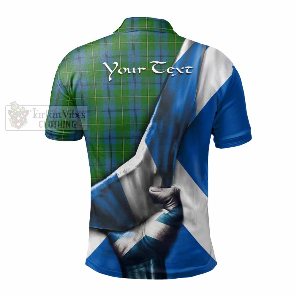 Tartan Vibes Clothing Johnstone (Johnston) Tartan Polo Shirt with Family Crest Scotland Patriotic Style