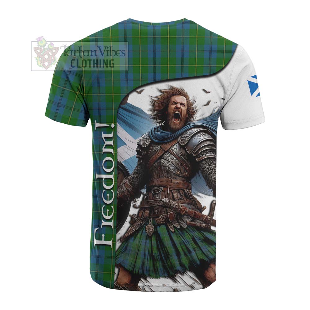 Tartan Vibes Clothing Johnstone (Johnston) Crest Tartan Cotton T-shirt Inspired by the Freedom of Scottish Warrior