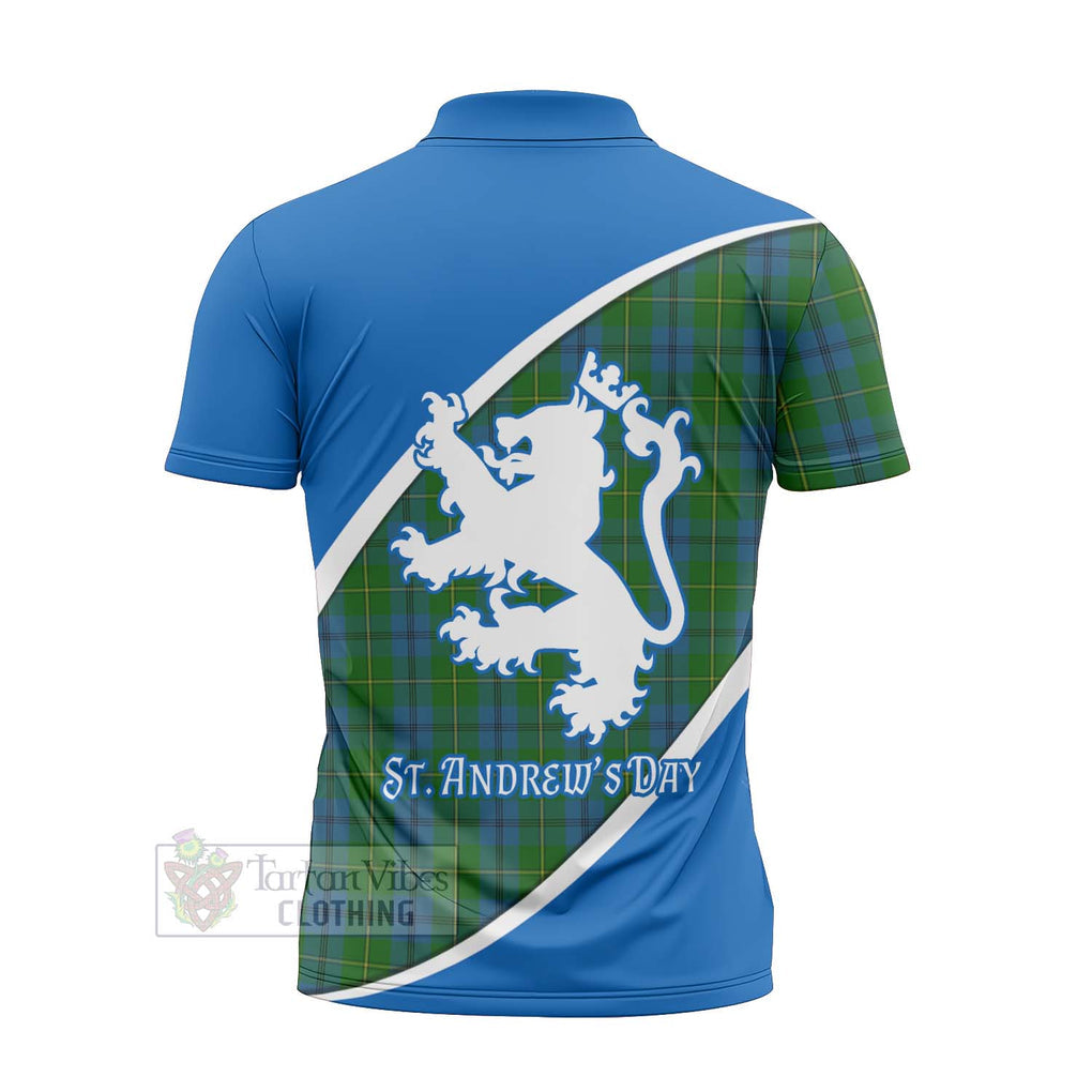 Tartan Vibes Clothing Johnstone (Johnston) Family Crest Tartan Zipper Polo Shirt Celebrate Saint Andrew's Day in Style