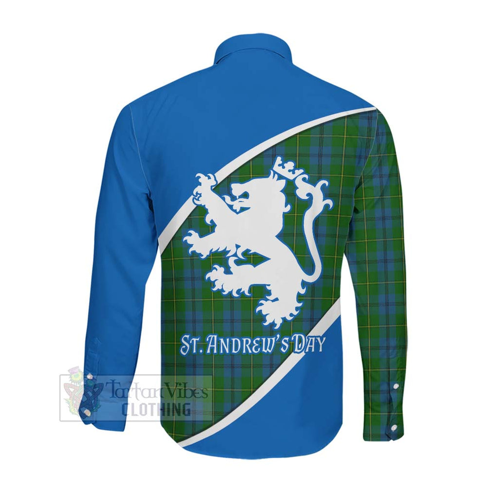 Tartan Vibes Clothing Johnstone (Johnston) Family Crest Tartan Long Sleeve Button Shirt Celebrate Saint Andrew's Day in Style