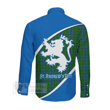 Johnstone (Johnston) Family Crest Tartan Long Sleeve Button Shirt Celebrate Saint Andrew's Day in Style