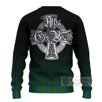 Johnstone (Johnston) Tartan Ugly Sweater Featuring Alba Gu Brath Family Crest Celtic Inspired