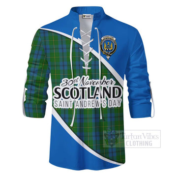 Johnstone (Johnston) Family Crest Tartan Ghillie Kilt Shirt Celebrate Saint Andrew's Day in Style