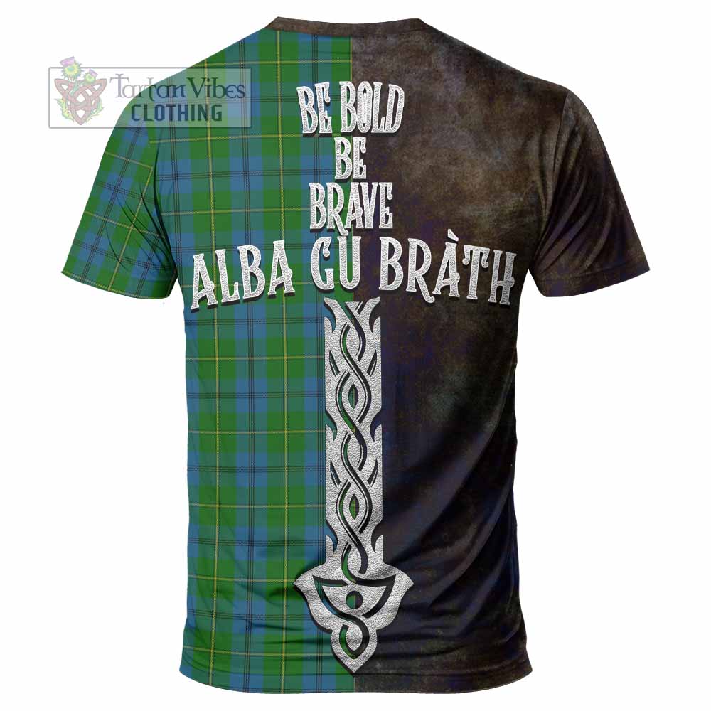 Johnstone (Johnston) Tartan Family Crest T-Shirt Alba Gu Brath Be Brave Lion Ancient Style - Tartan Vibes Clothing