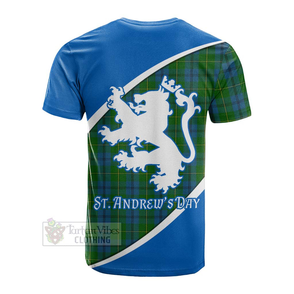 Tartan Vibes Clothing Johnstone (Johnston) Family Crest Tartan Cotton T-shirt Celebrate Saint Andrew's Day in Style