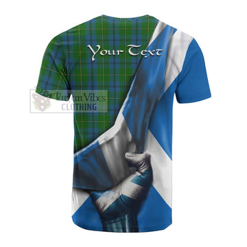 Johnstone (Johnston) Tartan Cotton T-shirt with Family Crest Scotland Patriotic Style