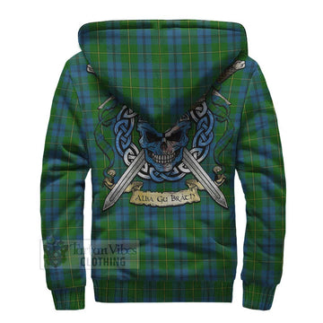 Johnstone (Johnston) Tartan Sherpa Hoodie with Family Crest Celtic Skull Style