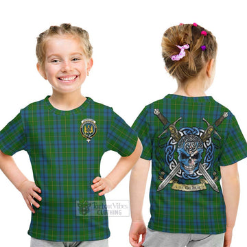 Johnstone (Johnston) Tartan Kid T-Shirt with Family Crest Celtic Skull Style