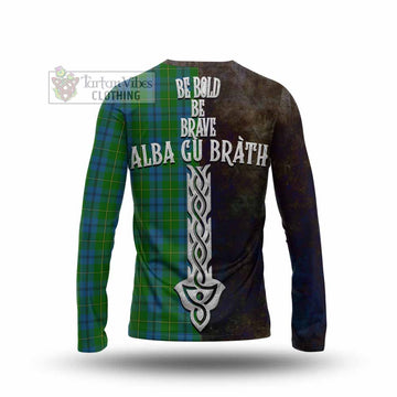 Johnstone (Johnston) Tartan Family Crest Long Sleeve T-Shirt Alba Gu Brath Be Brave Lion Ancient Style - Tartan Vibes Clothing
