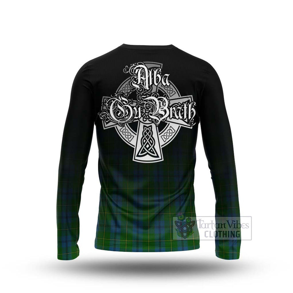 Tartan Vibes Clothing Johnstone (Johnston) Tartan Long Sleeve T-Shirt Featuring Alba Gu Brath Family Crest Celtic Inspired