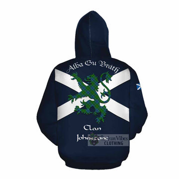 Johnstone (Johnston) Tartan Lion Rampant Cotton Hoodie Proudly Display Your Heritage with Alba Gu Brath and Clan Name