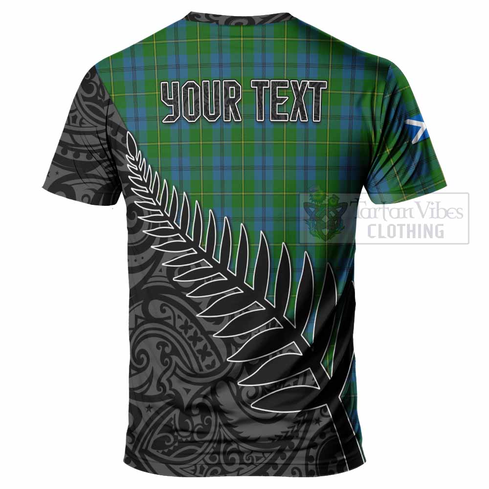 Tartan Vibes Clothing Johnstone (Johnston) Crest Tartan T-Shirt with New Zealand Silver Fern Half Style