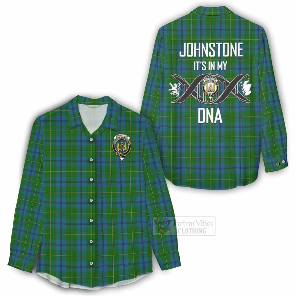 Tartan Vibes Clothing Johnstone (Johnston) Tartan Women's Casual Shirt with Family Crest DNA In Me Style