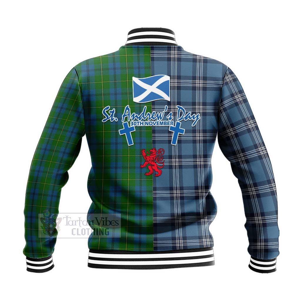 Tartan Vibes Clothing Johnstone (Johnston) Tartan Baseball Jacket Happy St. Andrew's Day Half Tartan Style