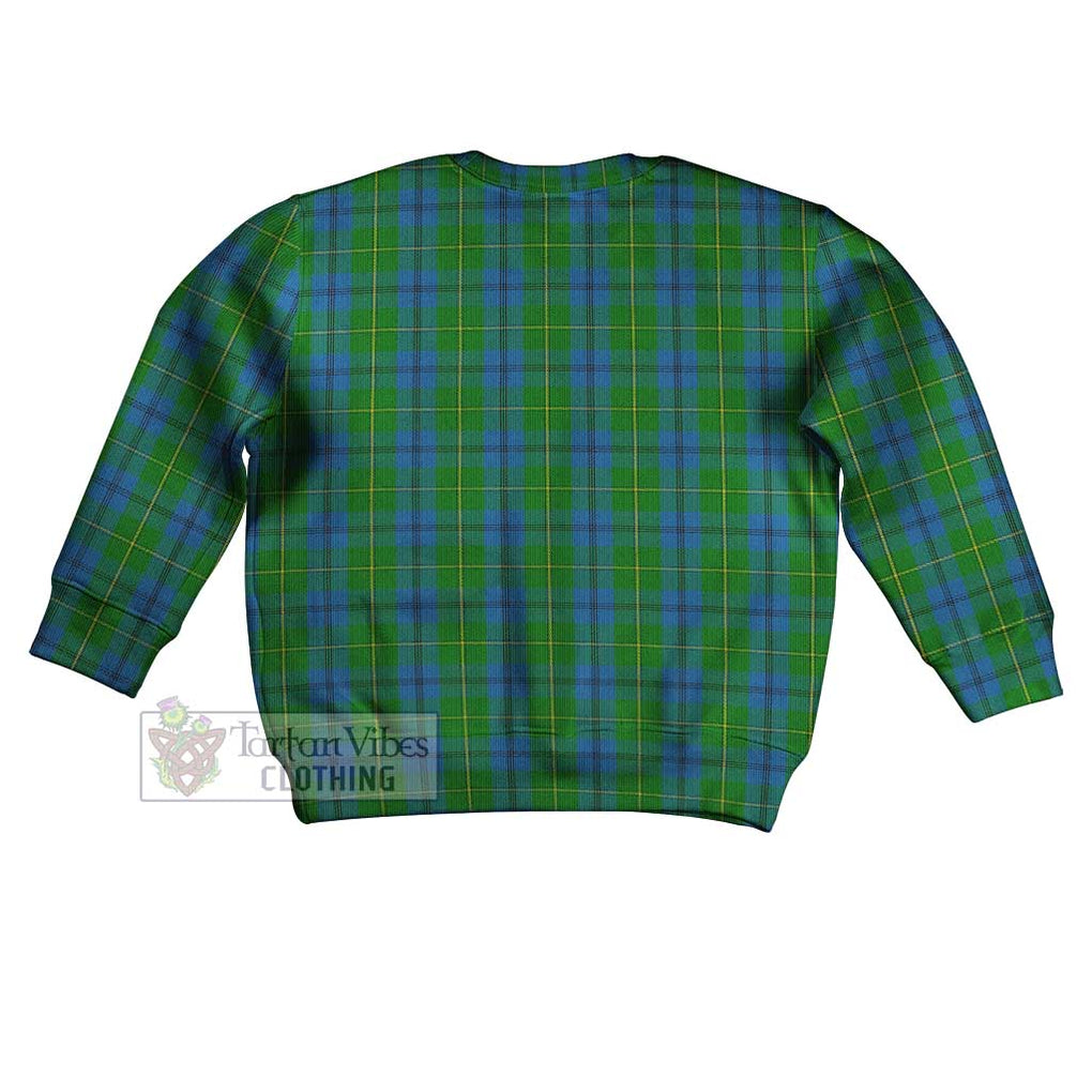 Tartan Vibes Clothing Johnstone (Johnston) Tartan Kid Ugly Sweater with Family Crest