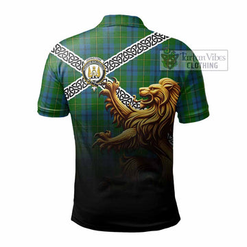 Johnstone (Johnston) Crest Tartan Polo Shirt with Golden Lion Emblem Celtic Style - Tartan Vibes Clothing