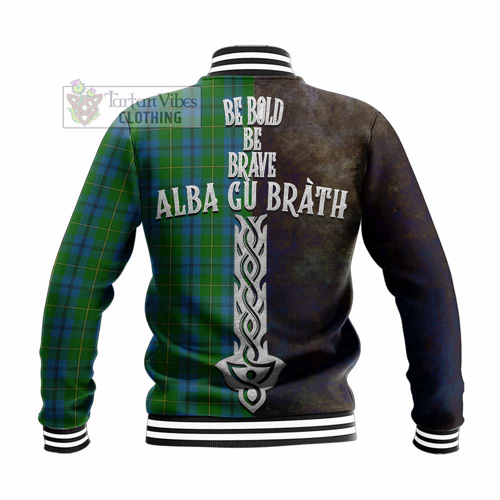 Johnstone (Johnston) Tartan Family Crest Baseball Jacket Alba Gu Brath Be Brave Lion Ancient Style - Tartan Vibes Clothing