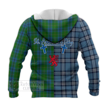 Johnstone (Johnston) Tartan Knitted Hoodie Happy St. Andrew's Day Half Tartan Style