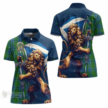 Johnstone (Johnston) Tartan Family Crest Women's Polo Shirt with Scottish Majestic Lion