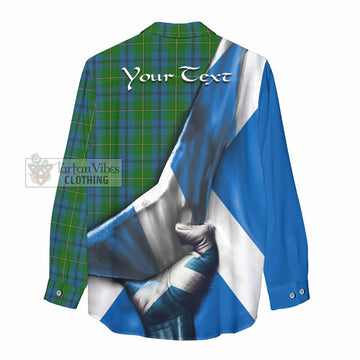 Johnstone (Johnston) Tartan Women's Casual Shirt with Family Crest Scotland Patriotic Style