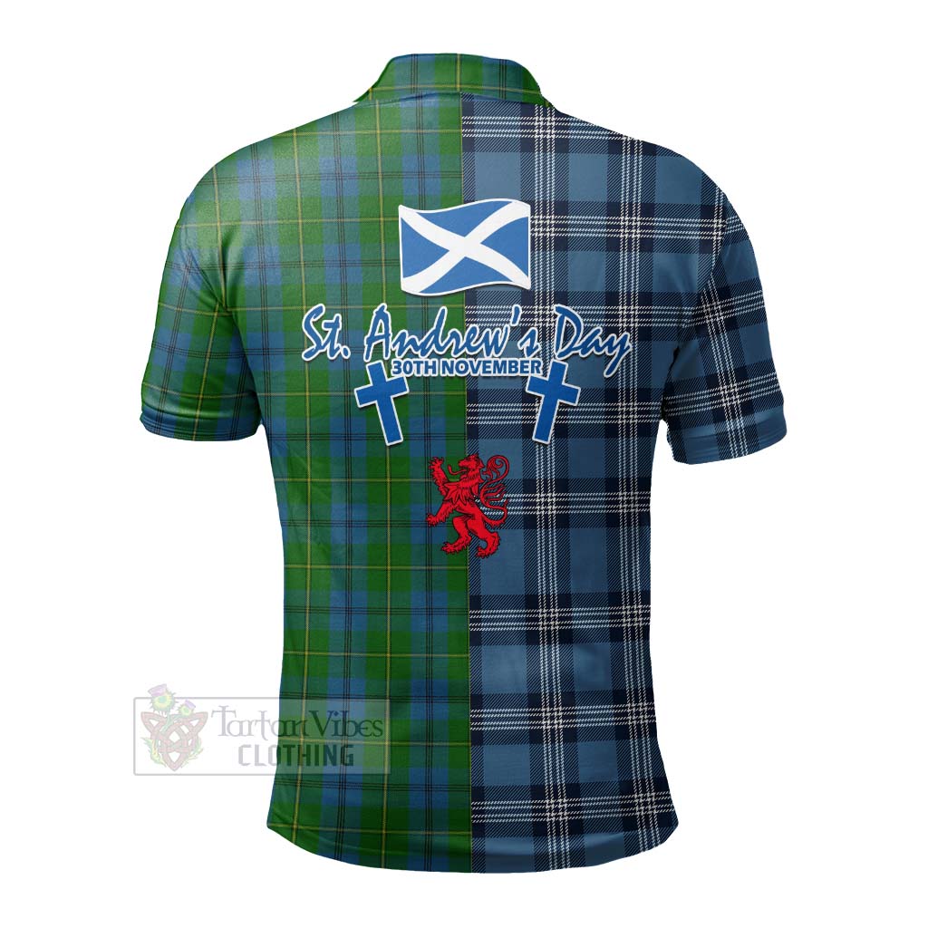 Tartan Vibes Clothing Johnstone (Johnston) Tartan Polo Shirt Happy St. Andrew's Day Half Tartan Style