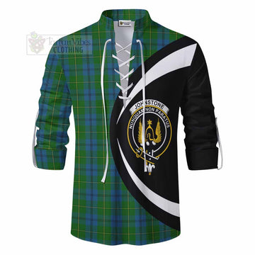 Johnstone (Johnston) Tartan Ghillie Kilt Shirt with Family Crest Circle Style