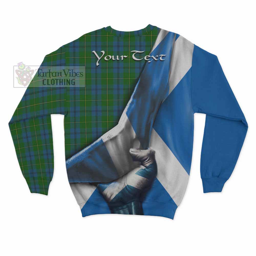 Tartan Vibes Clothing Johnstone (Johnston) Tartan Sweatshirt with Family Crest Scotland Patriotic Style